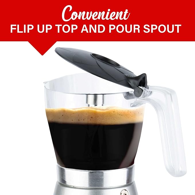 Brentwood TS-119S 550-Watt Cordless Electric Moka Pot Espresso Machine, 6-Servings (Silver)