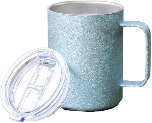 Pure Titanium Mug with Leak-Proof Lid (13.5 oz) Double Wall Vacuum Insulated Camping Cup, Lightweight Travel Drinkware for Coffee, Hiking, Office, Easy Clean RT103T (Ice Crystal Blue)