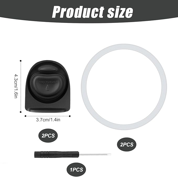 2pcs Rubber Bottle O Seal Ring & 2pcs Replacement Stopper for Owala FreeSip 24oz 32oz, BPA-Free Silicone Water Bottle Top Lid Mouth Parts for Owala 16/19/24/32/40oz Cap Gasket Plug Accessories(Black)