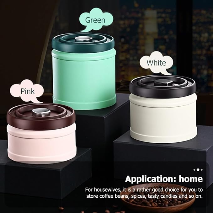 Vacuum Spice Storage Jar Airtight Grain Canister with Press-seal Lid for Beans and Snacks Food Preservation Container in Pink Lightweight and Compact for Kitchen Organization