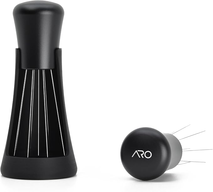 ARO Espresso™ WDT Tool and Self-Aligning Stand | Includes 10x, Flat-Tipped, 0.35mm Diameter, Stainless Steel Pins