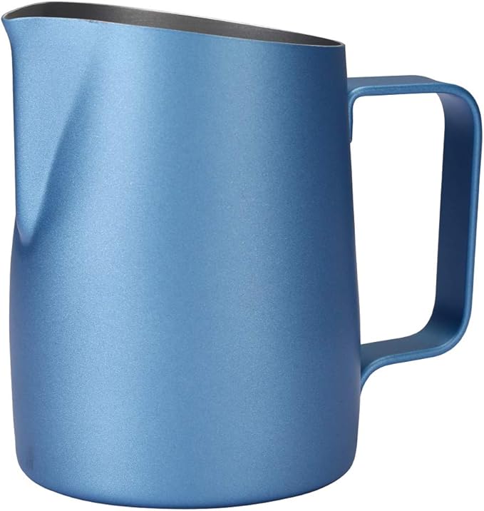 Espresso Steaming Pitcher, Espresso Milk Frothing Pitcher Stainless Steel, Coffee Latte Art Cup 14.2 OZ (420ml) Blue