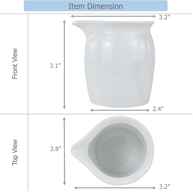 EIKS 2 Pack Ceramic Creamers Pitchers for Serving Coffee Tea Milk Salad Sauce Jam Maple Syrup, Capacity 6oz(200ml)