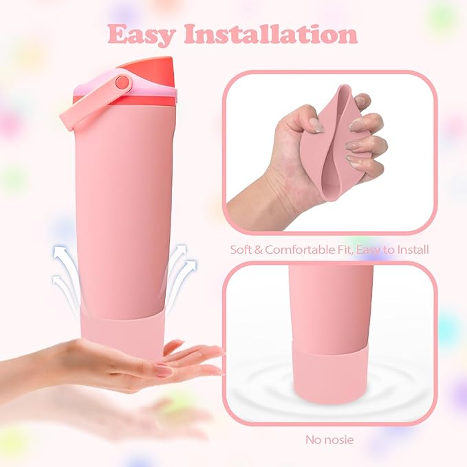 Silicone Boot for Owala 30oz & 40oz FreeSip Sway Bottles & Tumblers - Non-Slip, Scratch-Resistant, Stability Enhancer, Available in 12 Colors (Angel Food Cake)