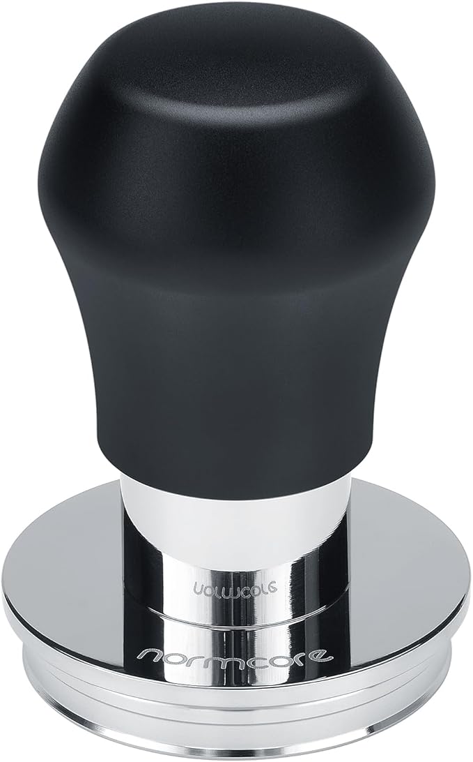 Normcore 49.7mm Coffee Tamper V4.1 Mini, Spring-loaded Tamper with Flat Base For La Pavoni Pre-Millennium, ROK Espresso Maker, Black