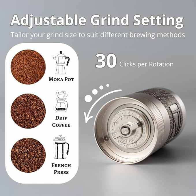 1Zpresso Q Manual Coffee Grinder with Stainless Steel Conical Burr, Foldable Handle for Drip, French Press, Cold Brew, Travel