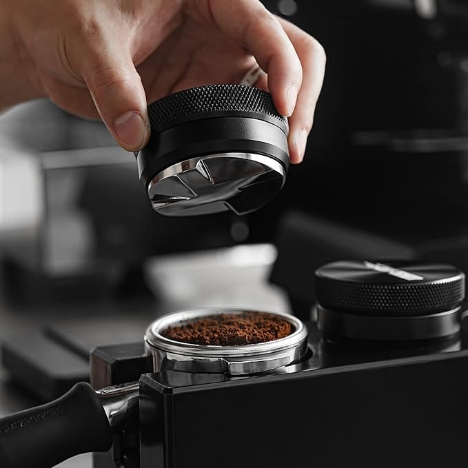 MHW-3BOMBER Espresso Coffee Distributor 58.35mm, Espresso Distribution Tool with Wooden Lid, Adjustable Height Coffee Leveler with Non-slip for 58mm Portafilters, Espresso Accessories T5270L4
