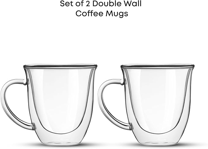 JoyJolt Serene Double Walled Insulated Glasses Coffee Mug (Set of 2) 7.4 Ounces