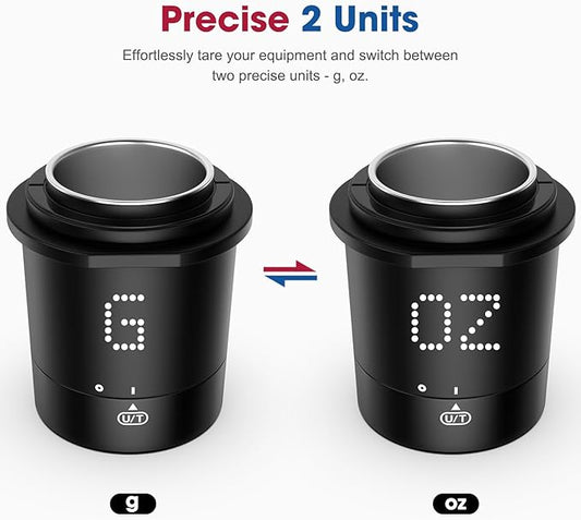 Mik-Nana Dosing Cup Scale with LED Display - Sleek Precision Digital Espresso Coffee Grounds Scale | Must-Have Home Barista Brewing Accessory & Ideal Gift for Coffee Lovers (Black)