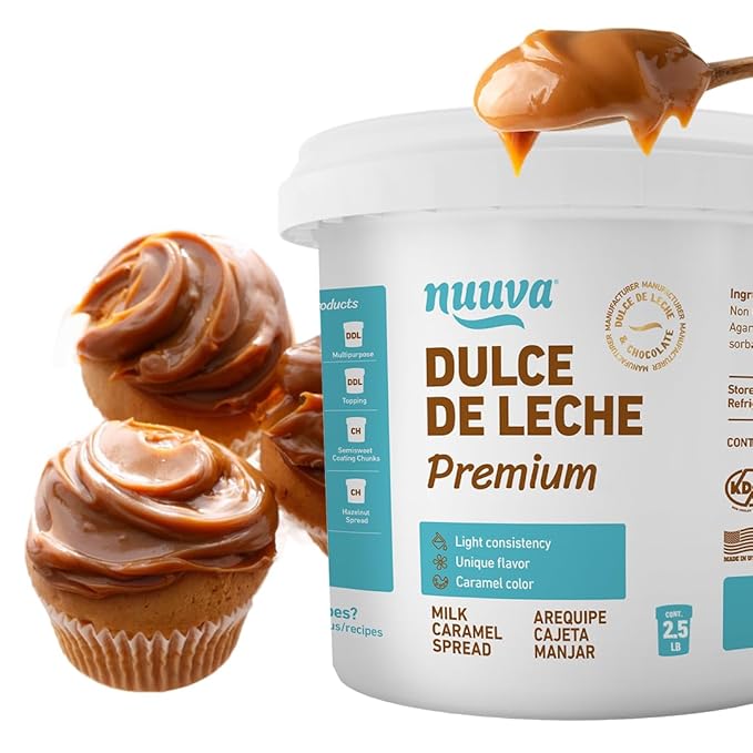 Nuuva Foods Premium Dulce de Leche – Authentic Creamy Caramel Spread – Perfect for Desserts, Baking, and Spreading, Caramel, Carmel Syrup, Dulce De Leche Syrup - 2.5 lbs