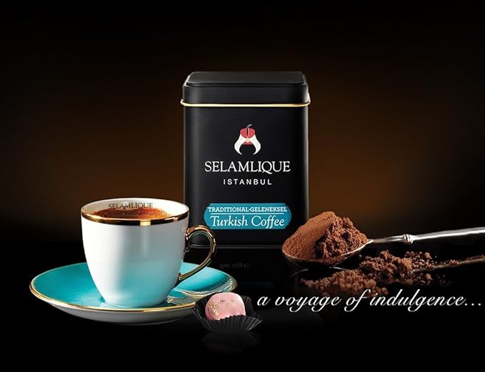 Selamlique Istanbul Decaf Turkish Coffee Decaffeinated Fine Ground Coffee Medium Roast 4.40 oz.