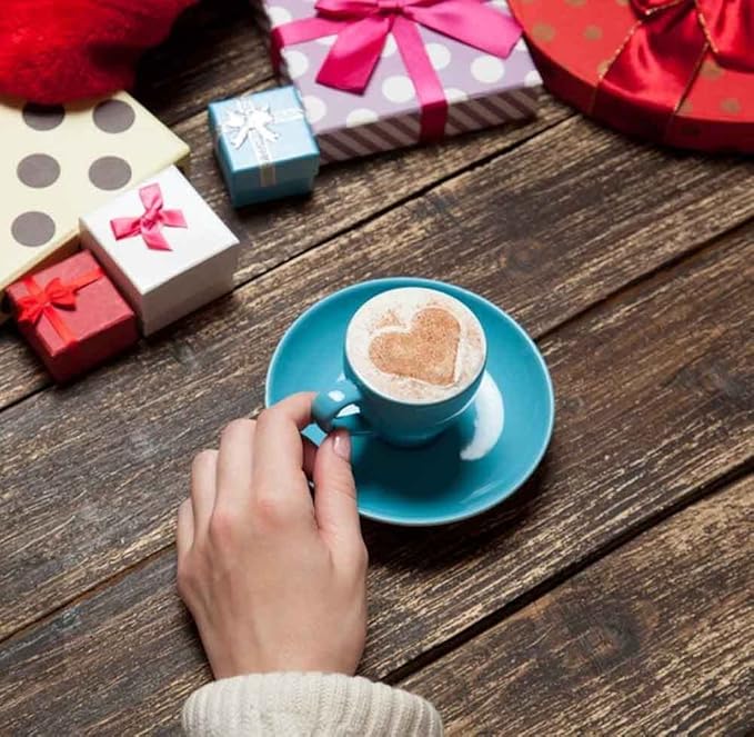 KaKuta Valentine's Day Cookie Stencils Coffee Cake Templates Decoration,20 Pcs Reusable Heart Love Powder Sieve Template for Coffee, Cake Stencils Decorating Baking Painting Mold Tools