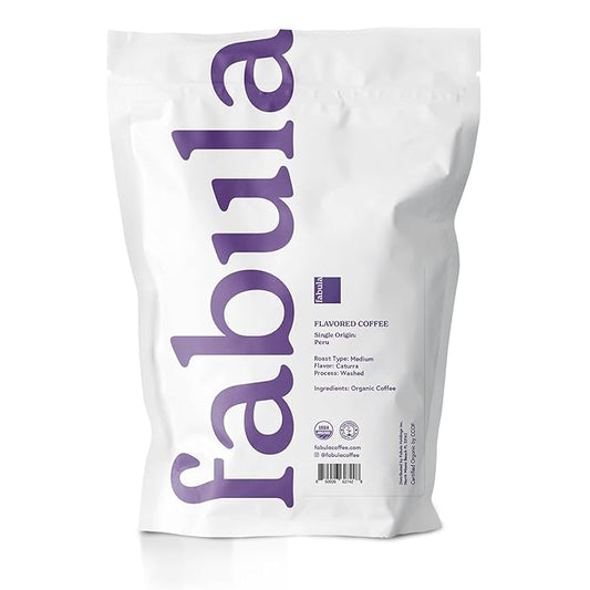 Fabula Buttery Caramel Flavored Organic Coffee Freshly Ground - Organic - Low Acid - Single Origin - Non-GMO - Mold Free - 12 Ounces