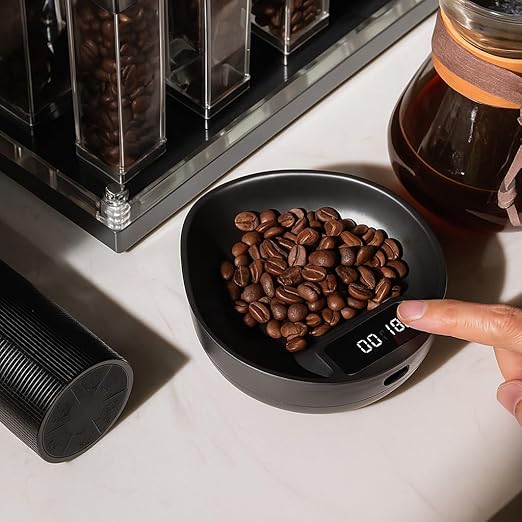 Premium Digital Coffee Scale – 0.1g Precision, USB-C Rechargeable Espresso & Kitchen Scale | Perfect Holiday Gift for Coffee Lovers, Baking & Tea (Black ABS)