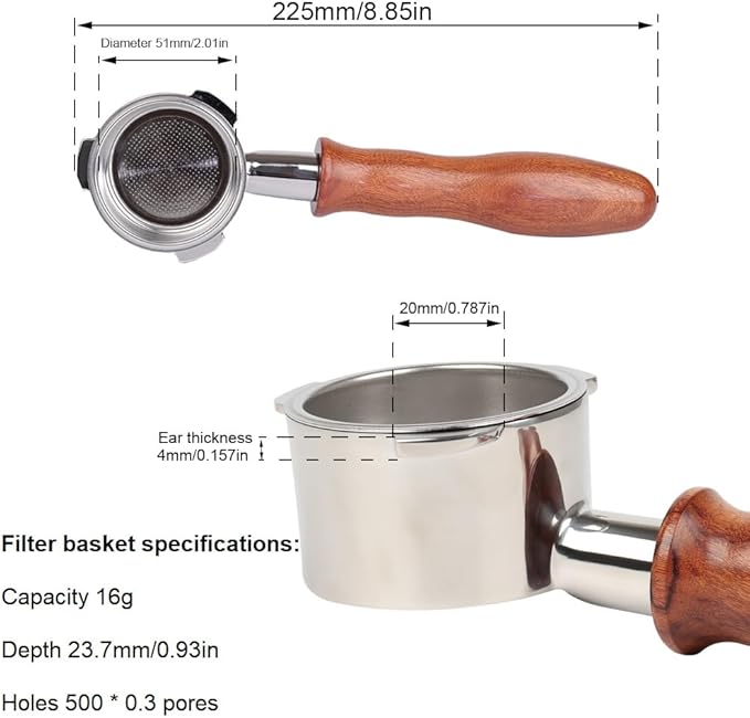 51mm Bottomless Portafilter 3 Ears Compatible with CASABREWS Espresso Machine CM5418, 3700Essential, Mr. Coffee Espresso and Cappuccino Machine (Bonus puck screen 51mm)
