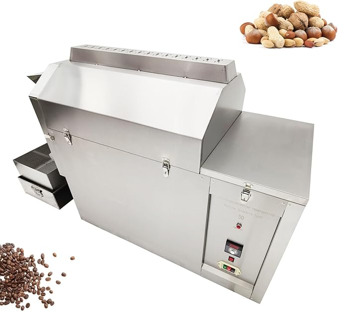 BEILOCKERY 55 Lbs Commercial Automatic Heating Roasting Machine (0-300℃), Multifunctional Large Stainless Steel Drum Chestnuts Roaster Baker Equipment for Nuts Coffee Bean 220V 6.5kW Three-phase