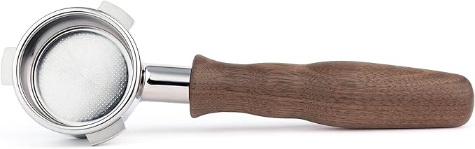 LILQ 54mm Spouted Portafilter Compatible with Breville Barista Express, Barista Pro, Bambino, and More – 18-20g basket included (Walnut, Double Spouts)