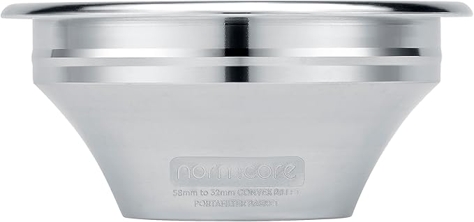 Normcore 58mm Convex Billet Portafilter Basket Kit, Convex Espresso Basket with CNC-Machined Variable Internal Geometry, 58mm to 32mm, 0.28mm Precision Holes, Includes Puck Screen & 200 Paper Filters