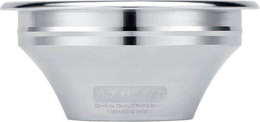Normcore 58mm Convex Billet Portafilter Basket Kit, Convex Espresso Basket with CNC-Machined Variable Internal Geometry, 58mm to 32mm, 0.28mm Precision Holes, Includes Puck Screen & 200 Paper Filters