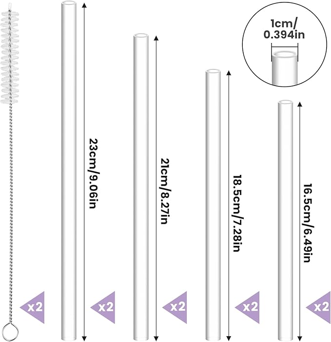 NiHome 8PCS Tritan Drinking Straws Fit for Owala Water Bottle, 4 Lengths Plastic Reusable Straws Fit for FreeSip 19oz 24oz 32oz 40oz, Tritan 25oz, Kids’ FreeSip 16oz, Brushes & Storage Bag (Clear)