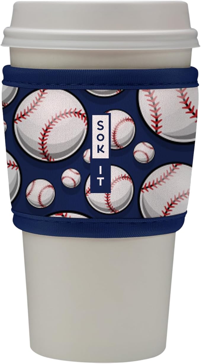Sok It HotSok Coffee & Tea Reusable Insulated Neoprene Cup Sleeve (Baseball)