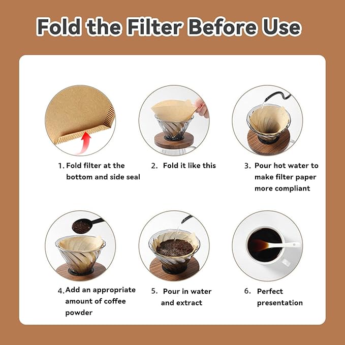 MACLUD 100 Count #4 Cone Coffee Filters 8-12 Cup with Coffee Stirring Spoons, Unbleached Natural Disposable Size 4 Coffee Filters Cone, Durable Tear-Resistant for Pour Over and Drip Coffee Machines
