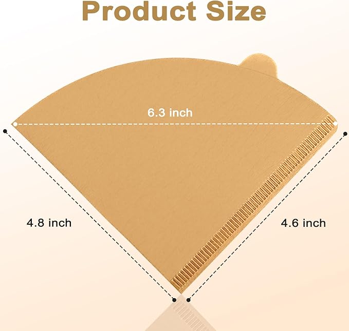 Dingkei 200 Count Cone Coffee Filters Size 02, Coffee Filters 2 Cone Paper, Pour Over Filters Compatible with V60 Dripper and Drip Coffee Maker, Unbleached Natural Brown