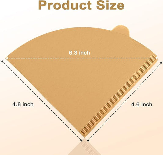 Dingkei 200 Count Cone Coffee Filters Size 02, Coffee Filters 2 Cone Paper, Pour Over Filters Compatible with V60 Dripper and Drip Coffee Maker, Unbleached Natural Brown