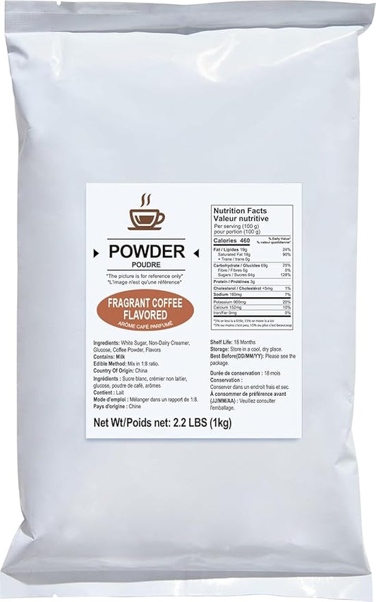 Soeos Coffee Flavored Powder (3-in-1), 2.2 lbs (1kg) – Instant Bubble Tea Mix with Creamer & Sugar, Easy to Prepare, Perfect for Boba Drinks & Desserts