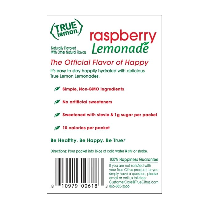 True Lemon Raspberry Lemonade 10ct (Pack of 12) - Drink Mix - No Artificial Sweeteners, Low Calorie - Powdered Drink Mixes & Flavors - Water Flavor Packets & Water Enhancer with Stevia
