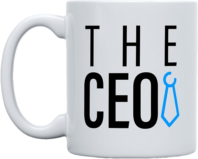 THE CEO Stylish Coffee Mug for Coffee Lovers - Premium Boss Mug with Gloss Finish - Premium Ceramic, Microwave Safe, 11oz Gift Mugs (White)