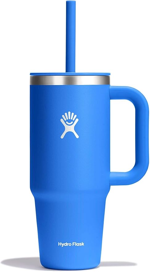 Hydro Flask Travel Tumbler with Handle, Lid and Straw - Insulated Stainless Steel in 24 Oz Cascade
