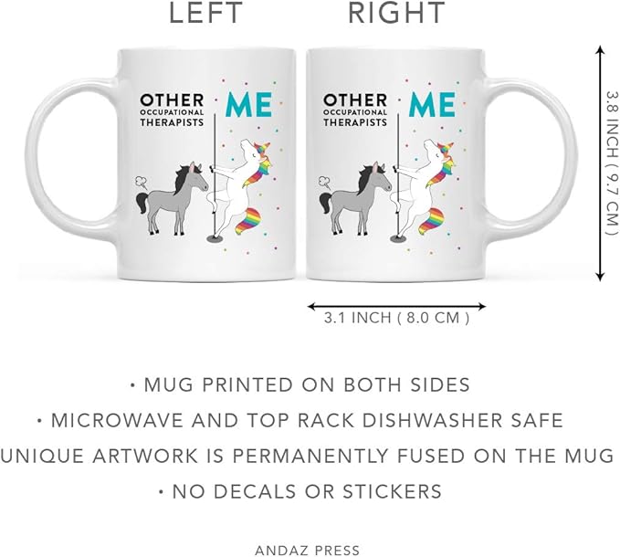 Andaz Press Funny Quirky 11oz. Ceramic Coffee Tea Mug Thank You Gift, Other Occupational Therapists Me, Horse Unicorn, 1-Pack