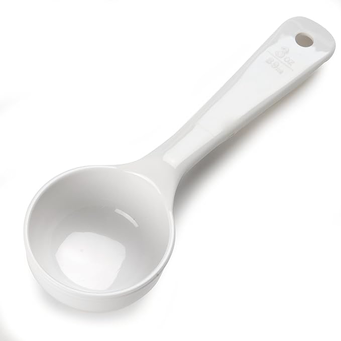 Carlisle FoodService Products Measure Miser Solid Measuring Spoon with Short Handle, 3 Ounces, White (Pack Of 12)