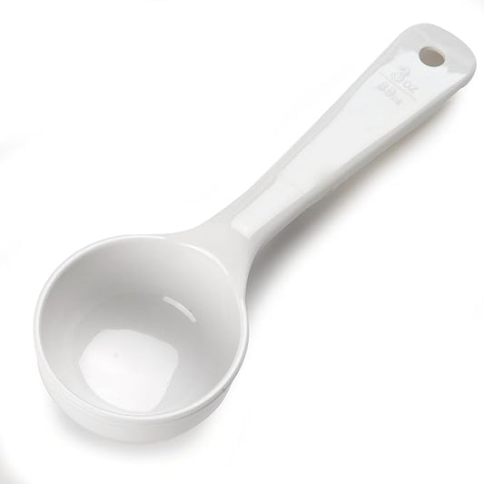 Carlisle FoodService Products Measure Miser Solid Measuring Spoon with Short Handle, 3 Ounces, White (Pack Of 12)