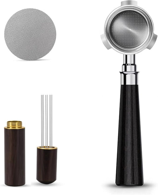 51mm Bottomless Portafilter 3 Ears with Puck Screen & WDT Tool, Stainless Steel Filter Basket, Compatible with Delonghi Dedica EC680/685/885, SMEG ECF01 & EUPA Espresso Machines