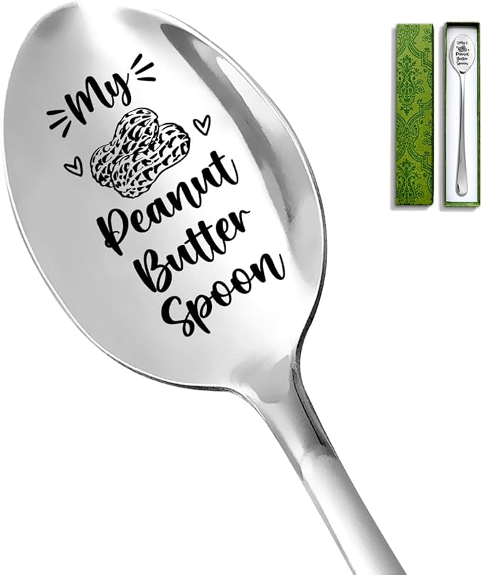 Funny My Peanut Butter Spoon, Stainless Steel Coffee Dessert Scoop, for Peanut Butter Lovers, Men, Women, Dad, Mom, Birthday Valentine's Day Christmas Gifts