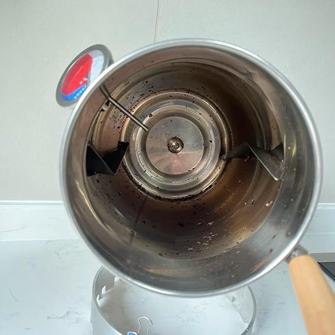 SA&MC Hand-Crank Coffee Roaster Machine Stainless Steel with Thermometer, Large Opening for Easy Observation of Roasting Level, Compatible with Home Gas Stoves and Grills, No Electricity Required.