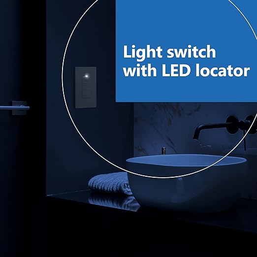 LIDER Minimalist Design Matte Finish Lighted Triple Switch, Combination Frameless Decorator Switch with Locator Light, Ground Terminal, Single Pole, 15A 120-277V, UL Listed, LCS3-1P-LA, Light Almond