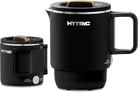 HYTRIC Travel Electric Kettle, 650ML Foldable Small Electric Kettle, Stainless Steel Portable Kettle with Dual Power Control, Collapsible Small Kettle Electric, Auto Shutoff & Boil Dry Protection