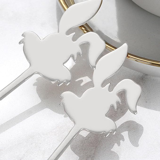 Stainless Steel Mini Coffee Espresso Spoon, Dessert Teaspoons Small Soup Spoons, Silver Cute Animals Coffee Spoon, 5.6 inch, Set of 4
