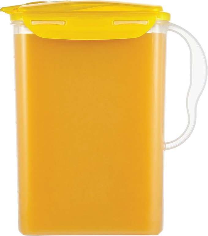 LocknLock HAP607Y Aqua Fridge Door Water Jug with Handle, BPA-Free Plastic Pitcher with Flip-Top Lid and Easy-Pour Spout for Water, Juice, Tea, and Other Drinks, 3-Quart, Yellow