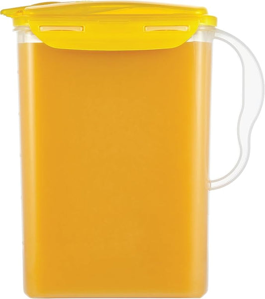 LocknLock HAP607Y Aqua Fridge Door Water Jug with Handle, BPA-Free Plastic Pitcher with Flip-Top Lid and Easy-Pour Spout for Water, Juice, Tea, and Other Drinks, 3-Quart, Yellow