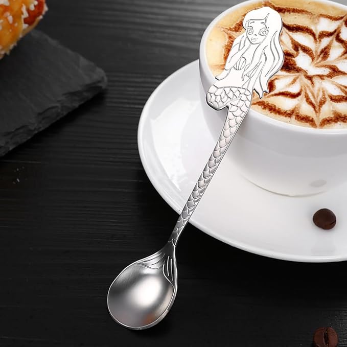Stainless Steel Mini Coffee Espresso Spoon, Dessert Teaspoons Small Soup Spoons, Silver Cute Animals Coffee Spoon, 5 inch, Set of 4