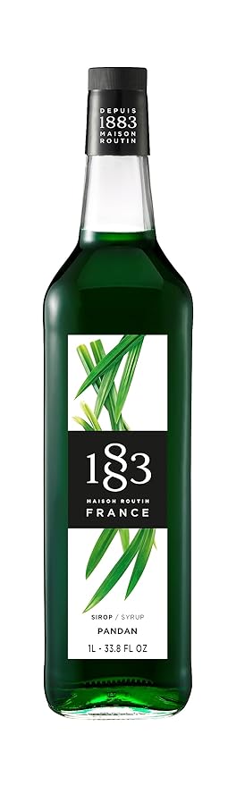 1883 Pandan Syrup for Drinks, Made in France, 1 Liter Plastic Bottle