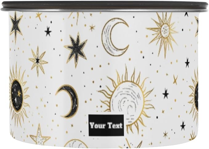 ALAZA Crescent Sun Moon Star Kitten Cats Airtight Coffee Bean Canister Customed 900ml Food Storage Containers with Lids For Gournd, Tea, Sugar, Flour, Rice, Cereal, Candy Cookie Jar