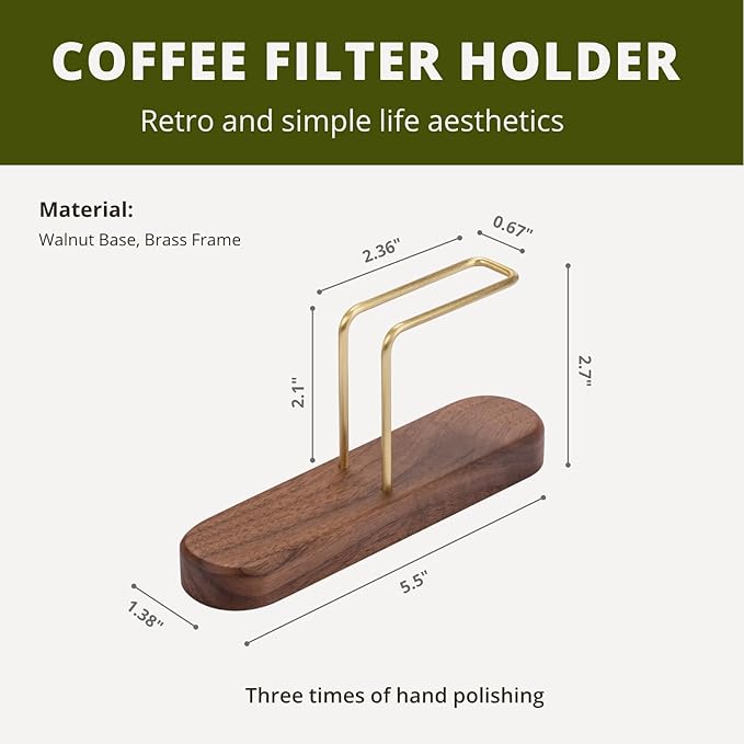 Coffee Filter Holder, Cone Coffee Filter Holder Storage, Coffee Filter Stand for Coffee Filters Size #01 and #02 (Walnut)