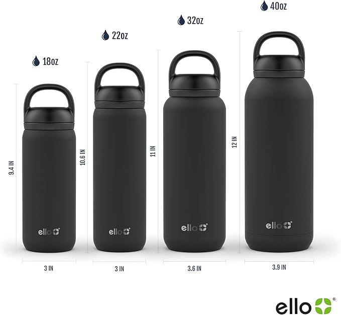 Ello Cooper Twist 18oz Kids Stainless Steel Water Bottle with Chug Lid | Leak Proof Double Walled and Vacuum Insulated | Fits Car Cupholder | Built in Carry Loop | Dishwasher Safe | Yucca