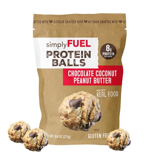 simplyFUEL Whole-Food Protein Balls (Chocolate Coconut Peanut Butter), 8 g High-Protein, Gluten-Free, Healthy Snack for Adults & Kids, 9.6 oz