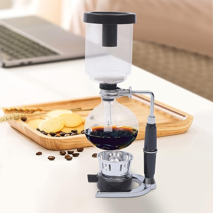 DYRABREST Siphon Syphon Coffee Maker, 3-Cup Coffee Syphon Tabletop Siphon (Syphon) Coffee Maker 360ml Borosilicate Tabletop Vacuum Coffee Maker for Home, Coffee Shops and Offices (360ml, Black)